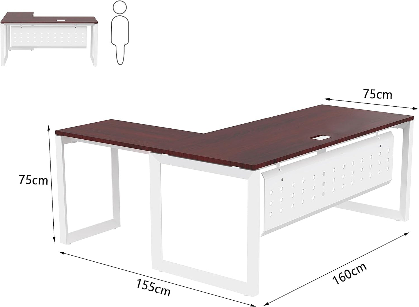 Mahmayi Vorm 136-18 White Modern Workstation Material-Melamine on MDF