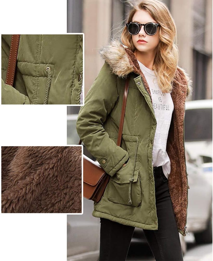 Yudesundo Down Padded Jackets for Women - Parka Winter Wear Overcoat Warm Waist Slim Fit Full Zipped Casual Faux Fur Lined Long Jackets