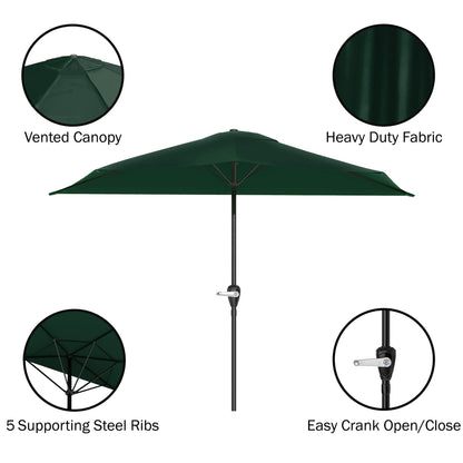 Pure Garden 9' Half Round Patio Umbrella