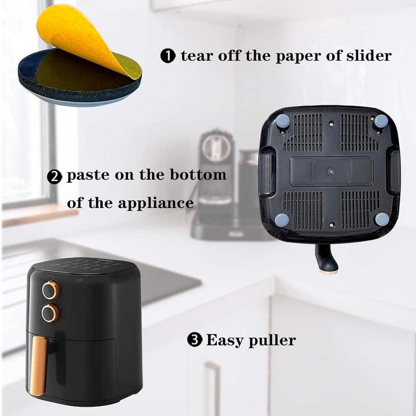 16 Pcs Kitchen Appliance Slider, Appliance Slider, Self-adhesive, Hack Easy to MovIing & Space Saving Kitchen Must Have Gadgets Appliance Accessories