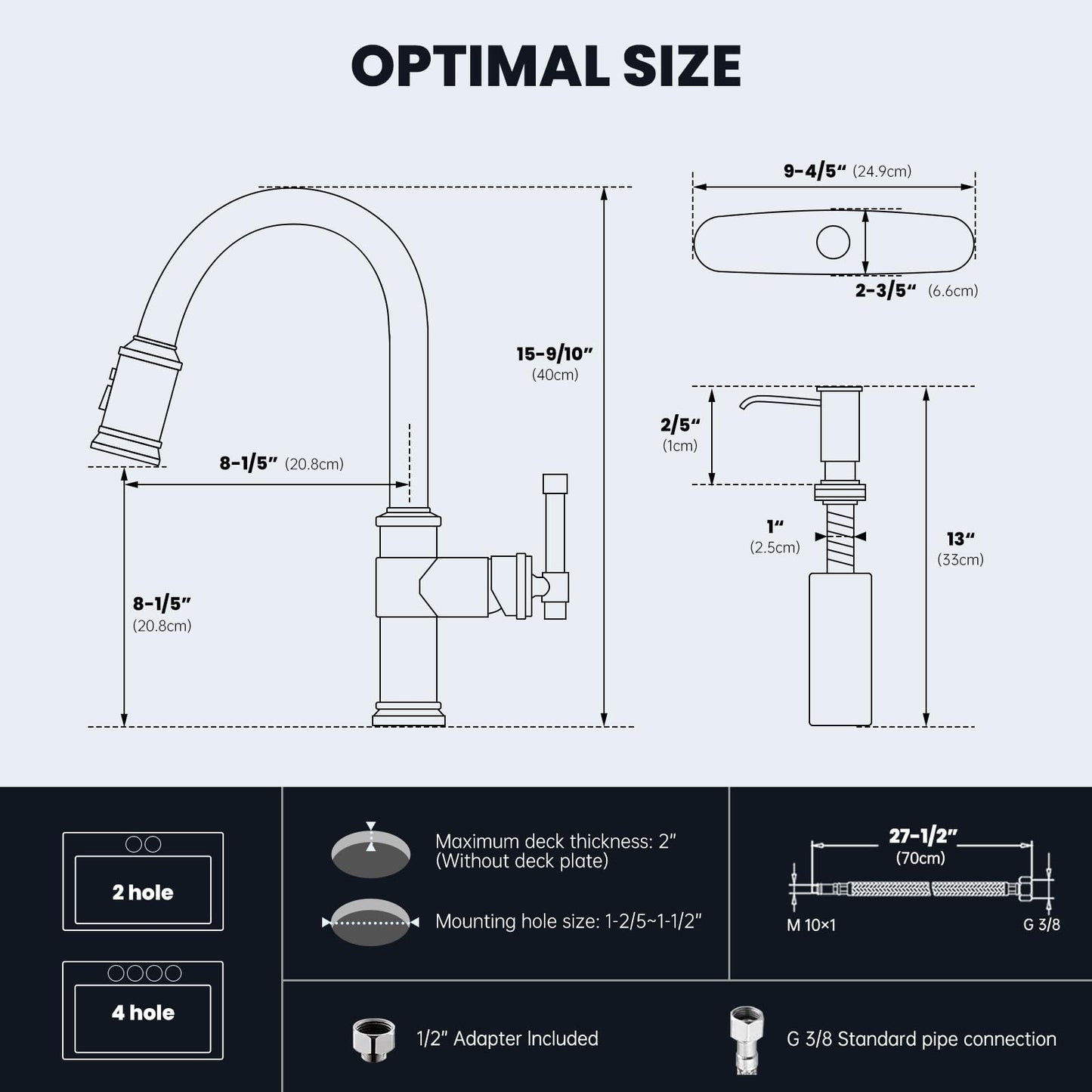 DAYONE Chrome Kitchen Faucet with Pull Down Sprayer, Single Handle Kitchen Mixer with 3 Water Modes Stainless Steel Kitchen Taps