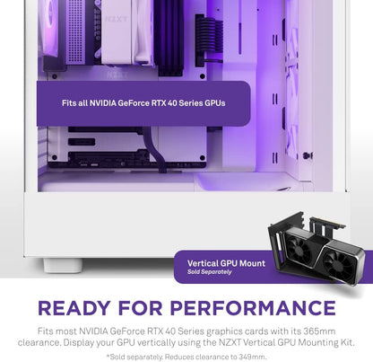 NZXT H5 Flow Compact ATX Mid-Tower PC Gaming Case – High Airflow Perforated Front Panel – Tempered Glass Side Panel – Cable Management – 2 x 120mm Fans Included – 280mm Radiator Support – White