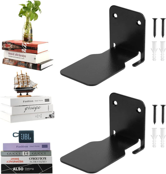 SYOSI Invisible Floating Bookshelves Heavy-Duty Book Organizers Wall Mounted Bookshelf Iron Storage Shelves Organizers Hidden Book for Bedroom Living Room Office 2 Pieces