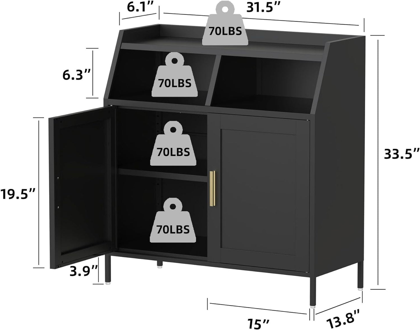 Sideboard Buffet Cabinet with Storage,Metal Kitchen Storage Cabinet with 2 Doors & Adjustable Shelves,Buffet Table Coffee Bar Cabinet,Cupboard Console Table for Kitchen Living Dining Room Hallway