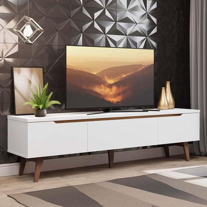 MADESA TV Stand with 2 Doors 1 Drawer, for TVs up to 75 Inches, Wood, 180 W x 40 D x 50 W Cm – White