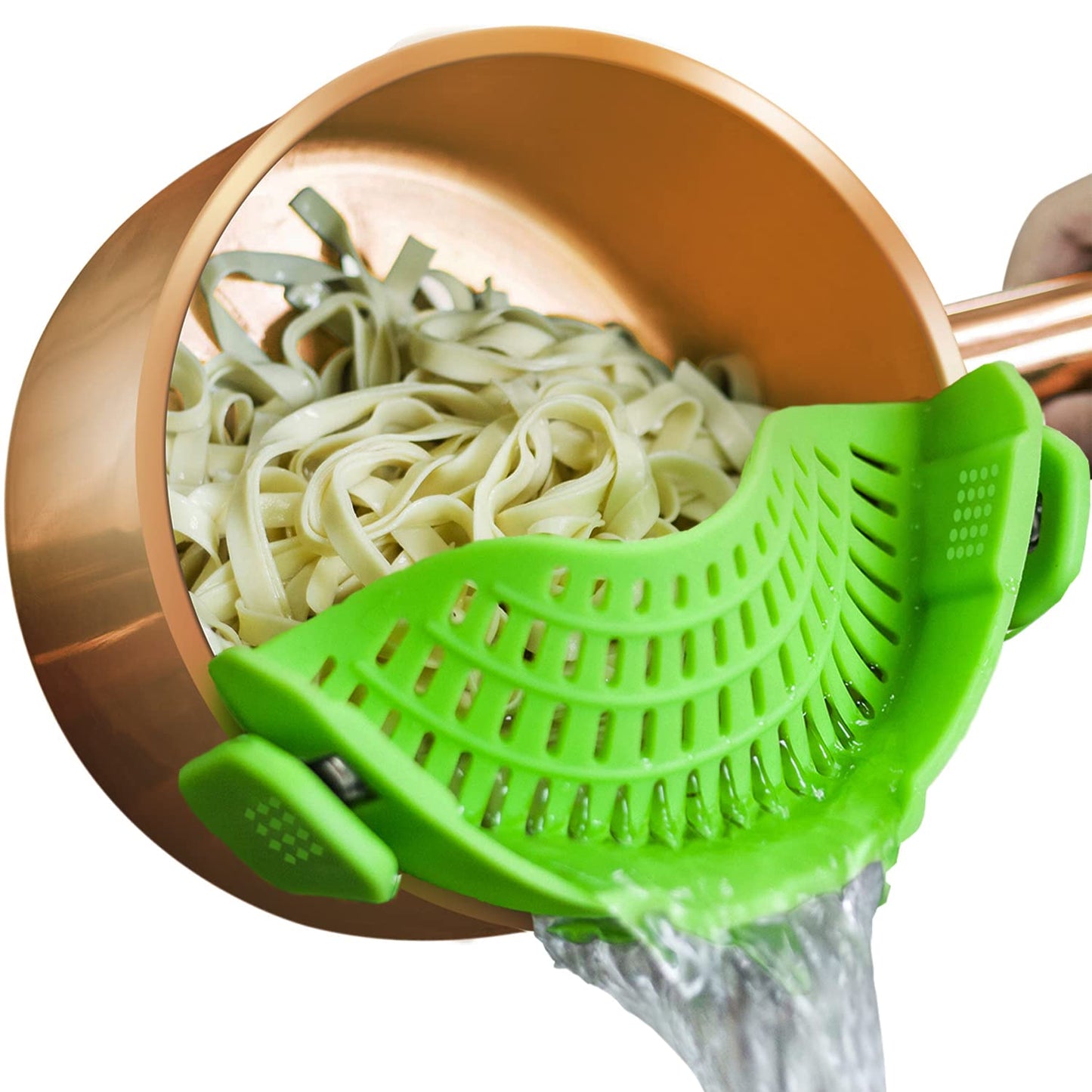 Clip on Strainer for pots pans, Snap'N Strainer Strain Made by FDA Approved, Heat Resistant Silicone, Easy to Use and Store,Dishwasher Safe