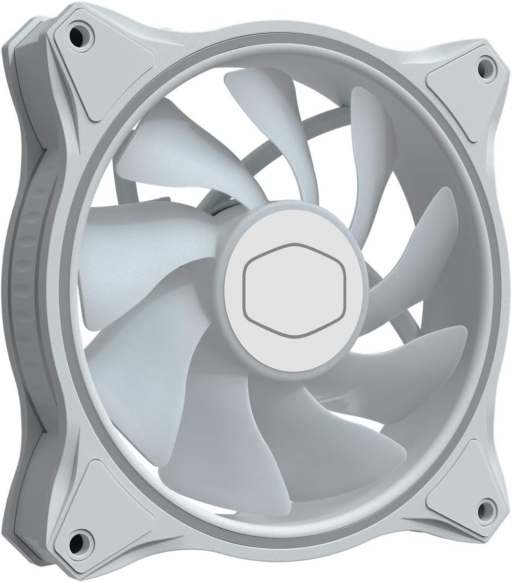 Cooler Master MasterFan MF120 Halo White Edition Duo-Ring ARGB 3-Pin Fan, 24 Independently LEDS, 120mm PWM Static Pressure Fan, Absorbing Pads for Computer Case & Liquid Radiator