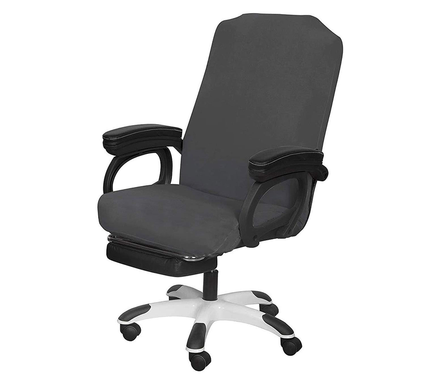 SARAFLORA Polyester Solid Stretch Washable Computer Chair Slipcovers for Universal Rotating for Boss, Office Chair (Large, Black)