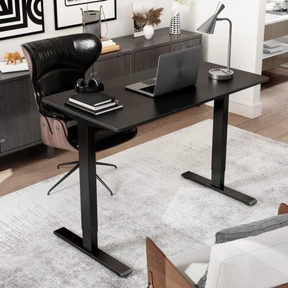 FLEXISPOT E150 Standing Desk Electric Sit Stand Desk with 48 x 24’’ Ergonomic Adjustable Height Desk Computer Desk with USB Charging Ports Black Table (Black Frame + 60 * 120cm Black Desktop)