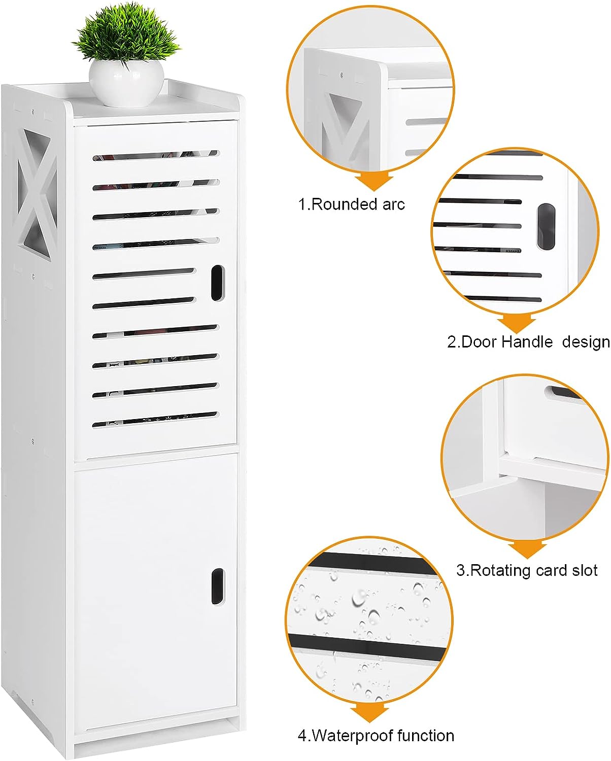 FACOKOLA Bathroom Floor Cabinet Freestanding Double Door 3-Tier Side Storage Organizer Cabinet Cupboard, Multipurpose Cabinet for Home Office,9.45 * 8.66 * 31.45", White…