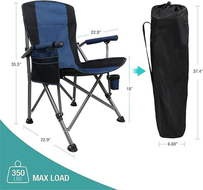 GGEROU Folding Camping Chair,Portable Camping Chair,Lightweight Camping Backpacking Chair Foldable,Foldable Beach Chair,for Camping Hiking Garden Travel Beach Picnic BBQ Outdoor (Large, Black)