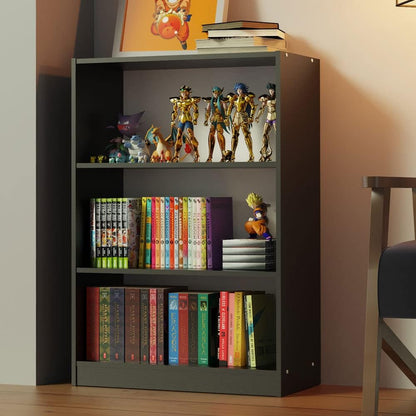 MADESA 3 Shelf Bookcase with Storage Space, Free Standing Bookshelf, Wood, 71 W x 102 H x 30 D Cm - Black