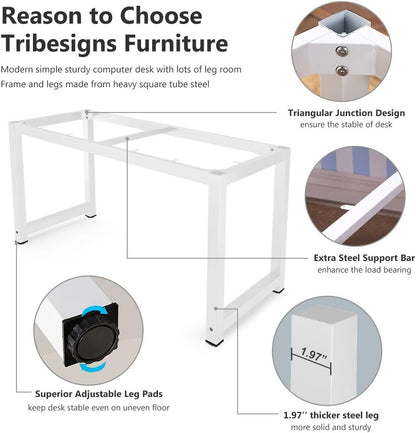 Tribesigns Computer Desk, Large Office Desk Computer Table Study Writing Desk for Home Office, Walnut + Black Leg, 63 X 23.6 inch
