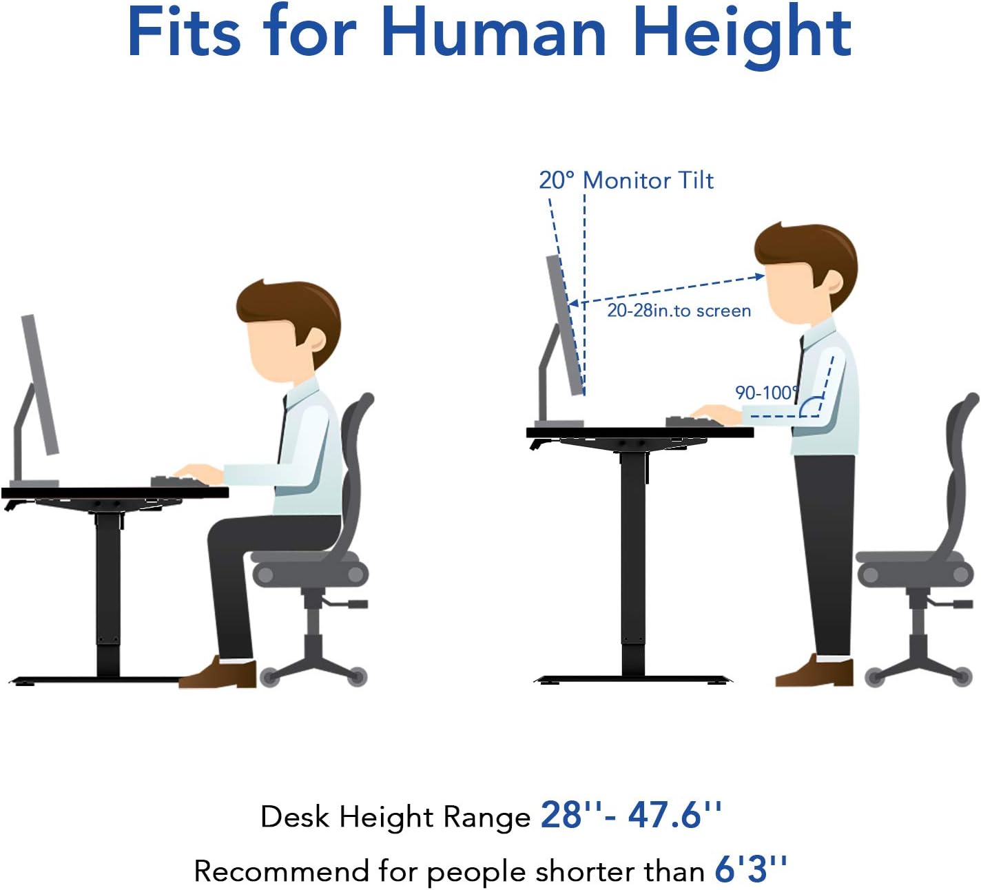 Flexispot 55 X 28 Inches Electric Stand Up Metal Desk Workstation, Whole Piece Desk Board Home Office Computer Standing Table Height Adjustable Desk Black Frame and 55 Black Top