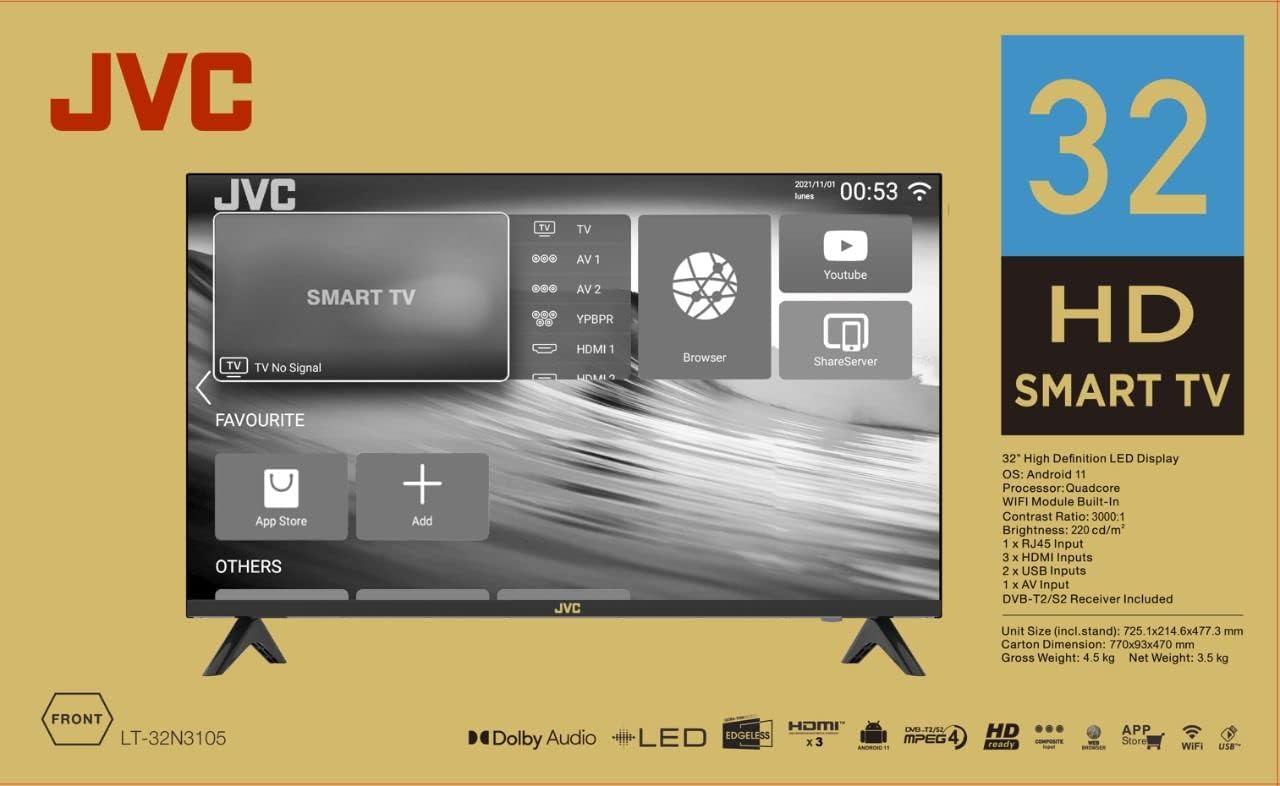 JVC 98 Inch 4K UHD Smart TV Webos, Netflix, YouTube, Shahid, Chromecast Built in Bluetooth & WiFi Colour Black Model - LT98N7125-1 Years Full Warranty.