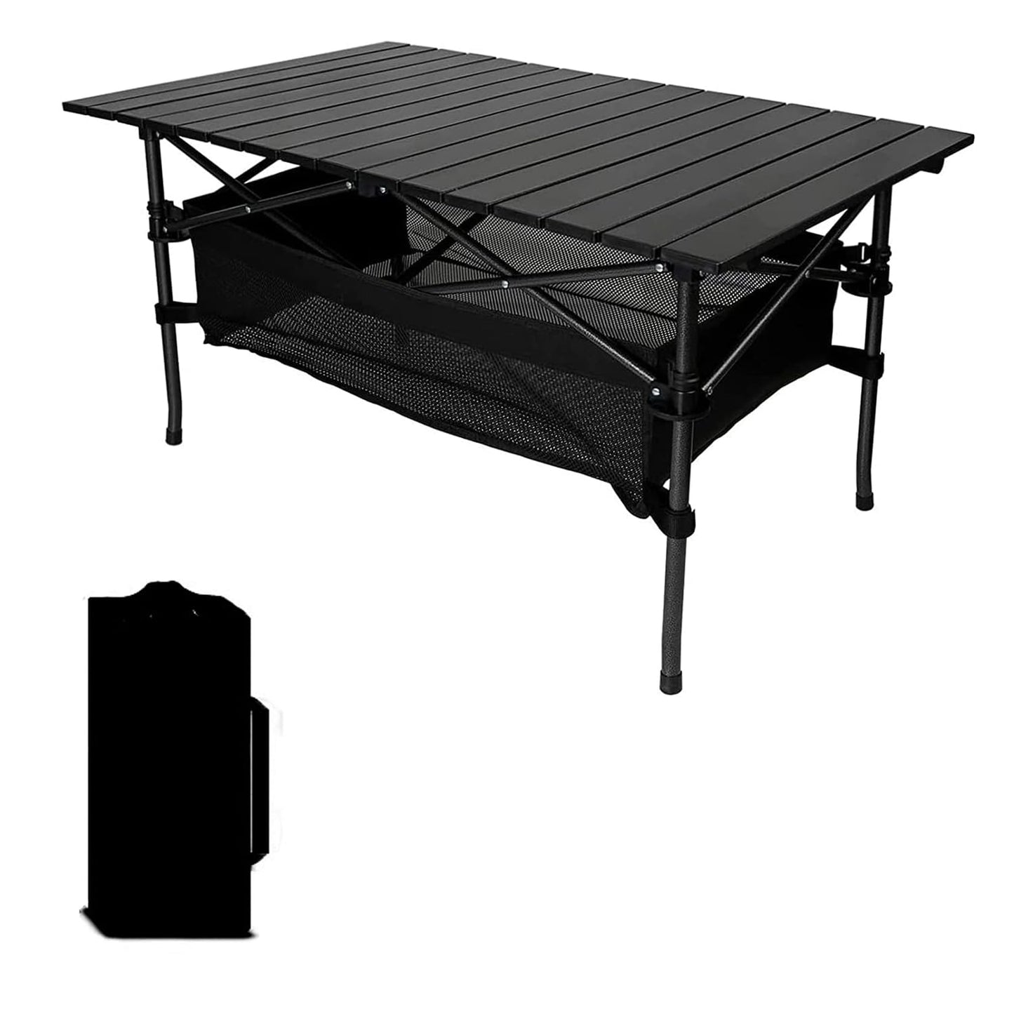 Jorunb Large Foldable Table,Portable Camping Table,Picnic Table,Backpacking Table with Storage Waterproof Pocket,for Outdoor BBQ,Cookout,Picnic,Beach 95 * 55 * 50cm