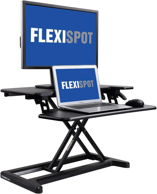 Flexispot Stand Up Desk Converter 28 Standing Desk Riser With Deep Keyboard Tray For Laptop 28", Black, M7B, M7B-Sba