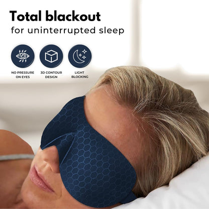 Samadhaan 3D Contoured Sleep Mask, Deep Orbit, Ultra Light Weight & Comfortable Sleeping Mask, 3D Sleep Mask for Eyelash Extensions with Velcro Closure, Concave Molded Night Sleep Mask,Blue