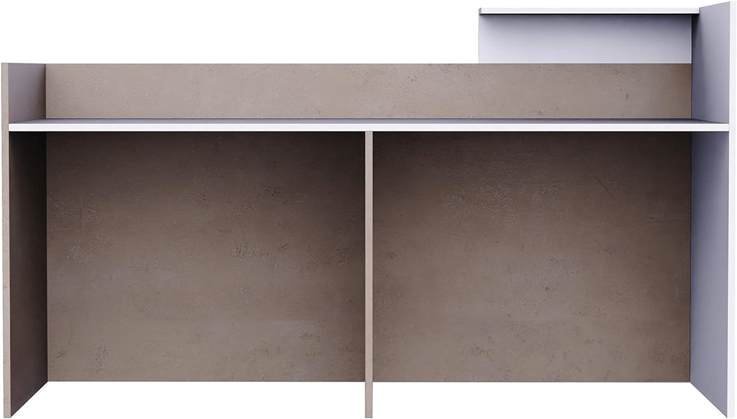 Mahmayi REC-2 Designer Reception Desk For Office Space, Front Office Desk (White-Coco Bolo)