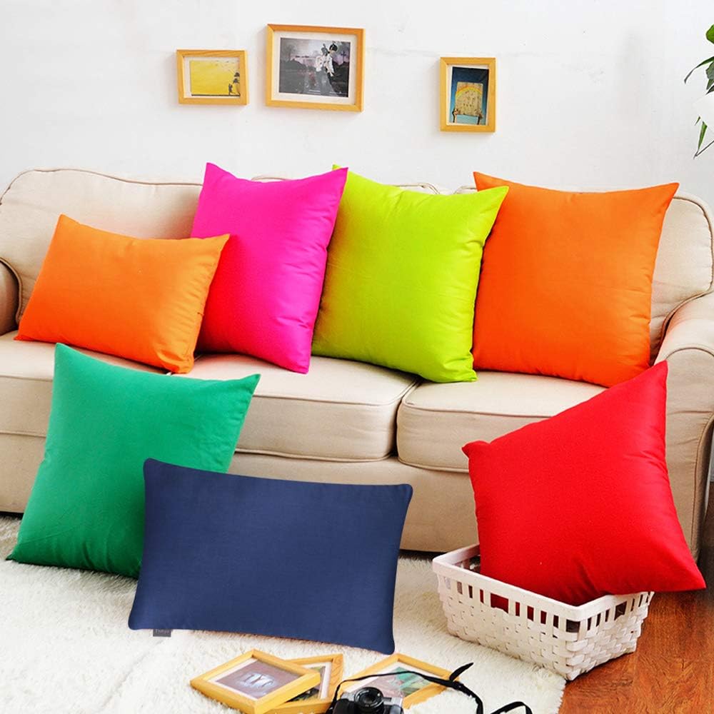 4-Pack 100% Cotton Comfortable Solid Decorative Throw Pillow Case Square Cushion Cover Pillowcase Sublimation Blank Pillow Covers(Cover Only,No Insert)(20x20inch/50x50cm, Christmas Green)