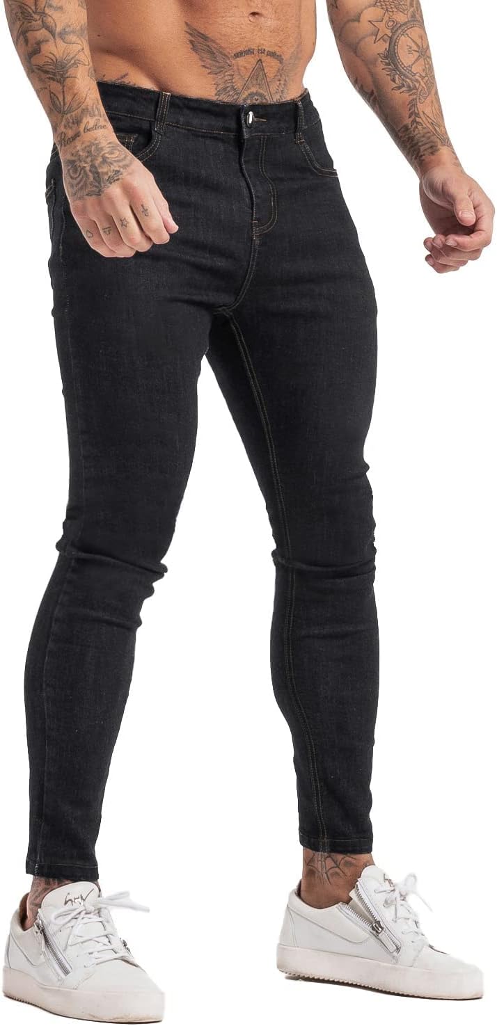 GINGTTO Men's Skinny Stretch Jeans Slim Fit Ripped Pants For Men Elastic Waist