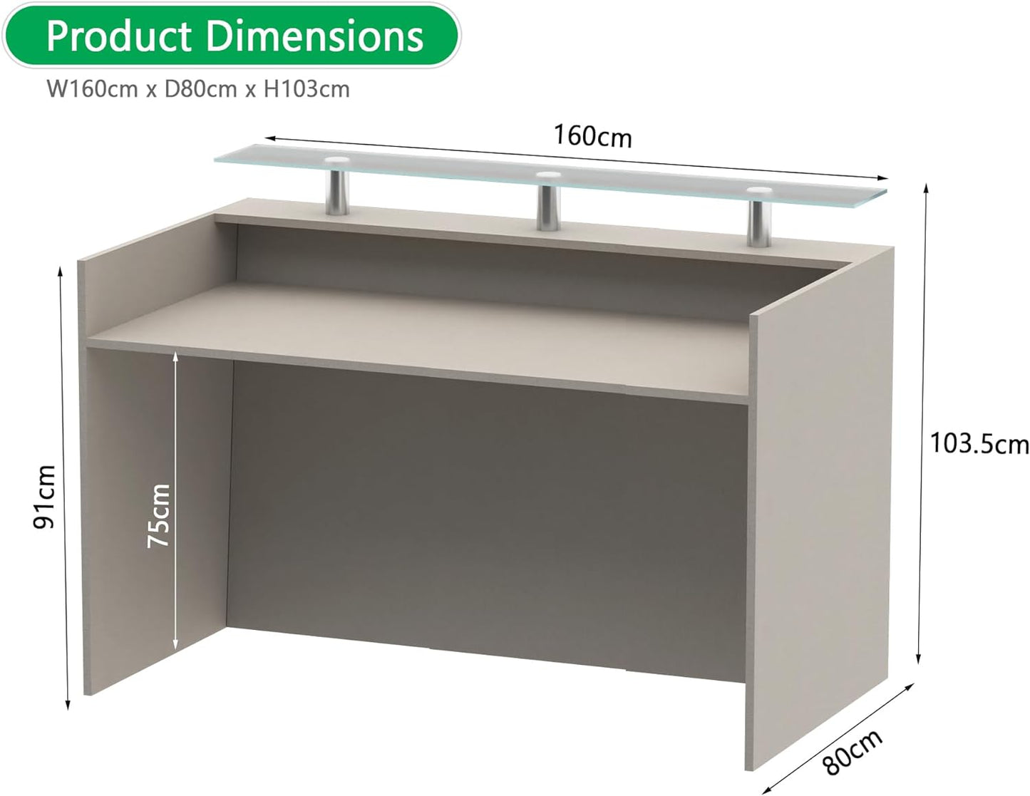 Mahmayi REC-2 Designer Reception Desk For Office Space, Front Office Desk (White-Coco Bolo)