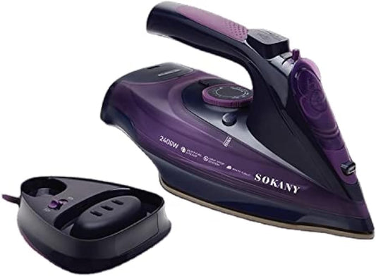 SOKANY Professional Grade 2400W Home Steam Cordless Iron, Steam Iron with 360ML Water Tank, Ceramic Non-Stick Soleplate, Variable Steam Control, Self-Cleaning, Anti-Calcium, Anti-Drip, Violet(Violet)