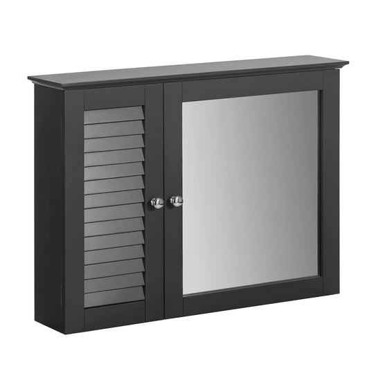 SoBuy ((UAE STOCK) BZR55-DG, Bathroom Wall Mirror Cabinet, Wall Mounted Bathroom Cabinet, Mirrored Storage Cabinet Unit, Grey