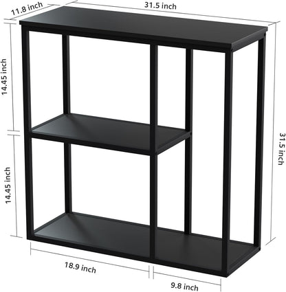 WOHOMO Console Table, 12 Inch Narrow Entryway Table for Living Room, 31.5 Inch Modern Industrial Sofa Table with 3-Tier Storage Shelves for Corridor, Hallway, White Marble