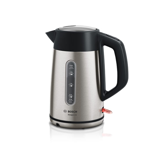 Bosch Kettle, DesignLine, Triple safety feature, Limescale filter, Stainless Steel, TWK4P440GB, 1 Year Manufacturer Warranty