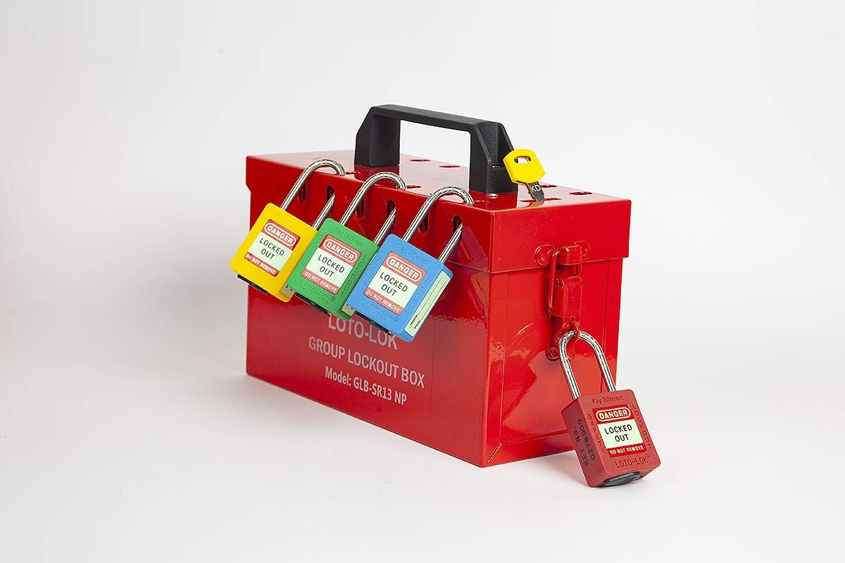 LOTO-LOK - Group Lock Box - Steel, Red color powder coated, Accommodates 1 Primary & 12 Secondary Padlocks. (GLB-SR13-NP)