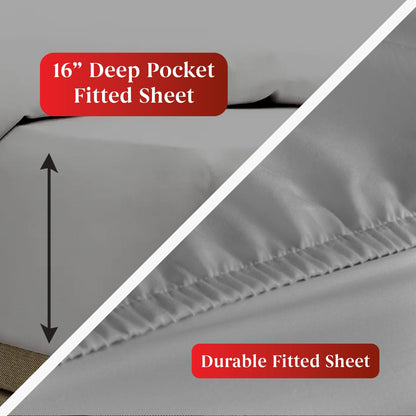 Premium Beige King Sheets Set - 1800 TC Series 4 Piece Bed Sheets - Soft Brushed Microfiber Fabric - 16 Inches Deep Pockets Sheets Wrinkle Free & Fade Resistant by Infinitee Xclusives