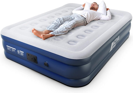 Active Era Air Bed Premium King Size Inflatable Mattress with a Built-in Electric Pump and Pillow (Queen) 152 x 203 x 50 cm