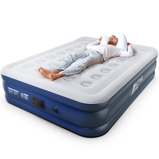 Active Era Luxury Inflatable Mattress - Elevated Air Mattress with Built-in Pump, Raised Pillow & Structured I-Beam Technology (King)