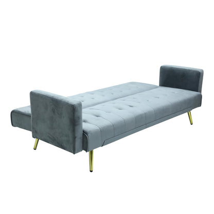 Modern Design MH-1048SB-Grey SOFA CUM BED OR 3 Seater Sofa Soft PU velvet 3-Seater Sofa,Made of finiest VELVET sofa AND Golden legs cum bed is Foldable Futon Bed for Living Room –(Grey)