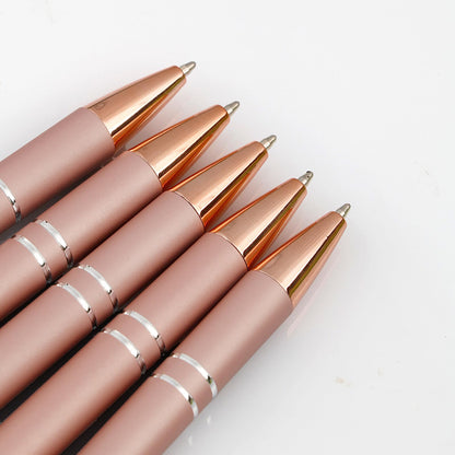 YOXMJDB Cute Pens for Women, 6 Pcs Rose Gold Pens Metal Ballpoint Pens Bulk, 1.0mm Medium Point Black Ink Pens, Office and School Supplies Cool Fun Pens Gifts for Women Teacher Nurse (Rose Gold)