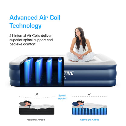 Active Era Luxury Inflatable Mattress - Elevated Air Mattress with Built-in Pump, Raised Pillow & Structured I-Beam Technology (King)