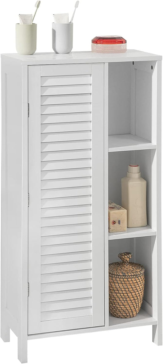 SoBuy (UAE STOCK) SoBuy BZR39-W, Bathroom Cabinet Bathroom Storage Cabinet Cupboard with 3 Shelves and 1 Shutter Door, W48 x D24 x H96cm