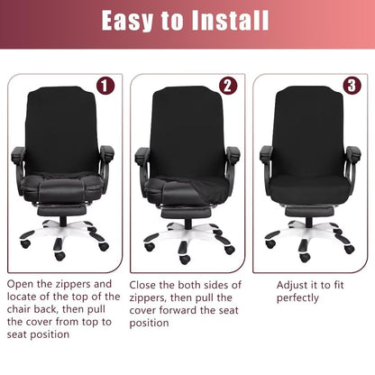 SARAFLORA Polyester Solid Stretch Washable Computer Chair Slipcovers for Universal Rotating for Boss, Office Chair (Large, Black)