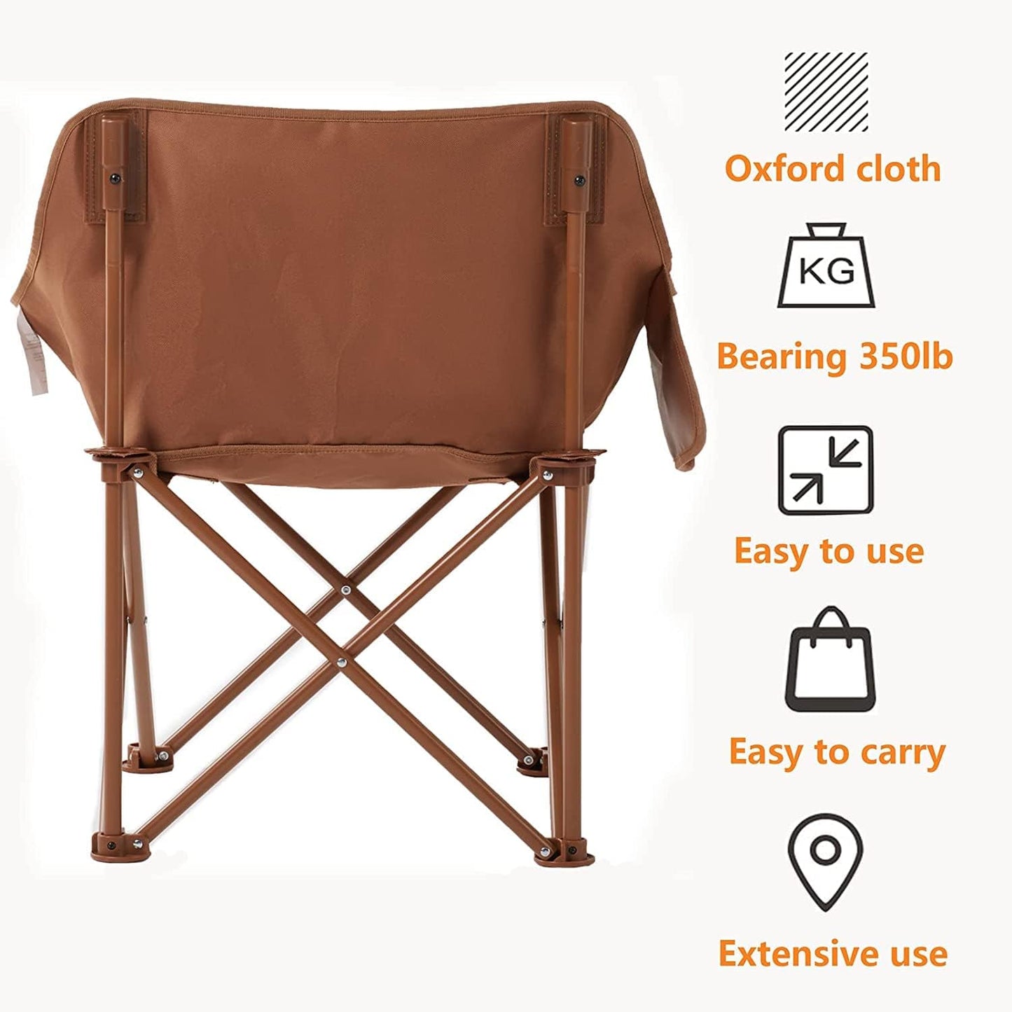 SiegenPro Folding Chair Oxford Fabric Camping Chair Garden Leisure Chair Lounge Outdoor Beach Chair with Phone Pocket Heavy Duty Fishing Chair Easy Foldable Chair Bears 150kg Weight (White, 70)