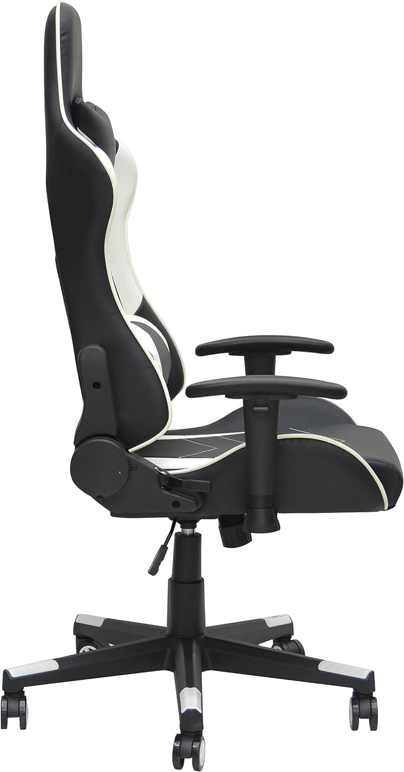 Multi Home Furniture Modern design Best Executive gaming chair MH-1006-Black White for Video Gaming Chair for Pc with fully reclining back and head rest and soft leather (Black White)