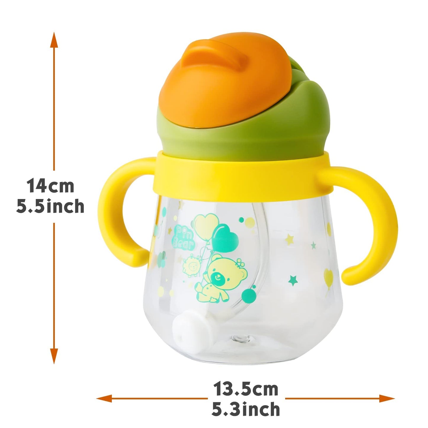 Sippy Cup for Baby Months 6+,Spill-Proof Sippy Cup, Weighted Straw Non Spill Cup for Toddlers, Baby Straw Cup with Handles, Spill-Proof, Leak-Proof Soft Spout Cup 260ml, BPA Free (Blue)