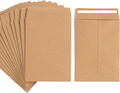 MARKQ White Coin Envelopes 6” x 4” Kraft Self-Adhesive Seed Envelopes for Small Items Parts, Wages, Notes, Beads, Garden, Office (50 Pack)