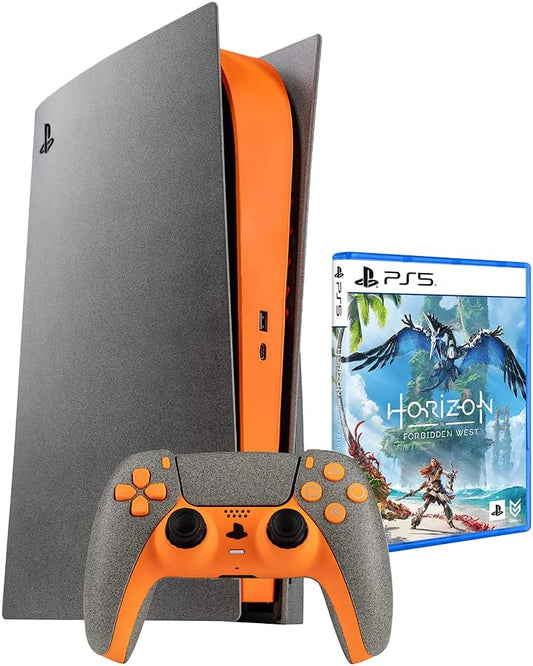 SWITCH PS5 Sony PlayStation 5 Console (Disc Version) Stone Orange Design With Horizon Game & Wireless Controller