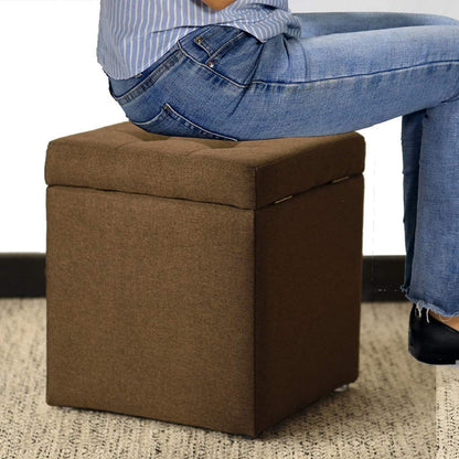 HOMETASTE Ottoman Storage Stool Cube - Multi-functional Bench Seat with Padded Memory Foam, Lid, & Stylish Square Chest Design for Home Living Room, Bedroom, Hallway, Shop, Office (Grey)