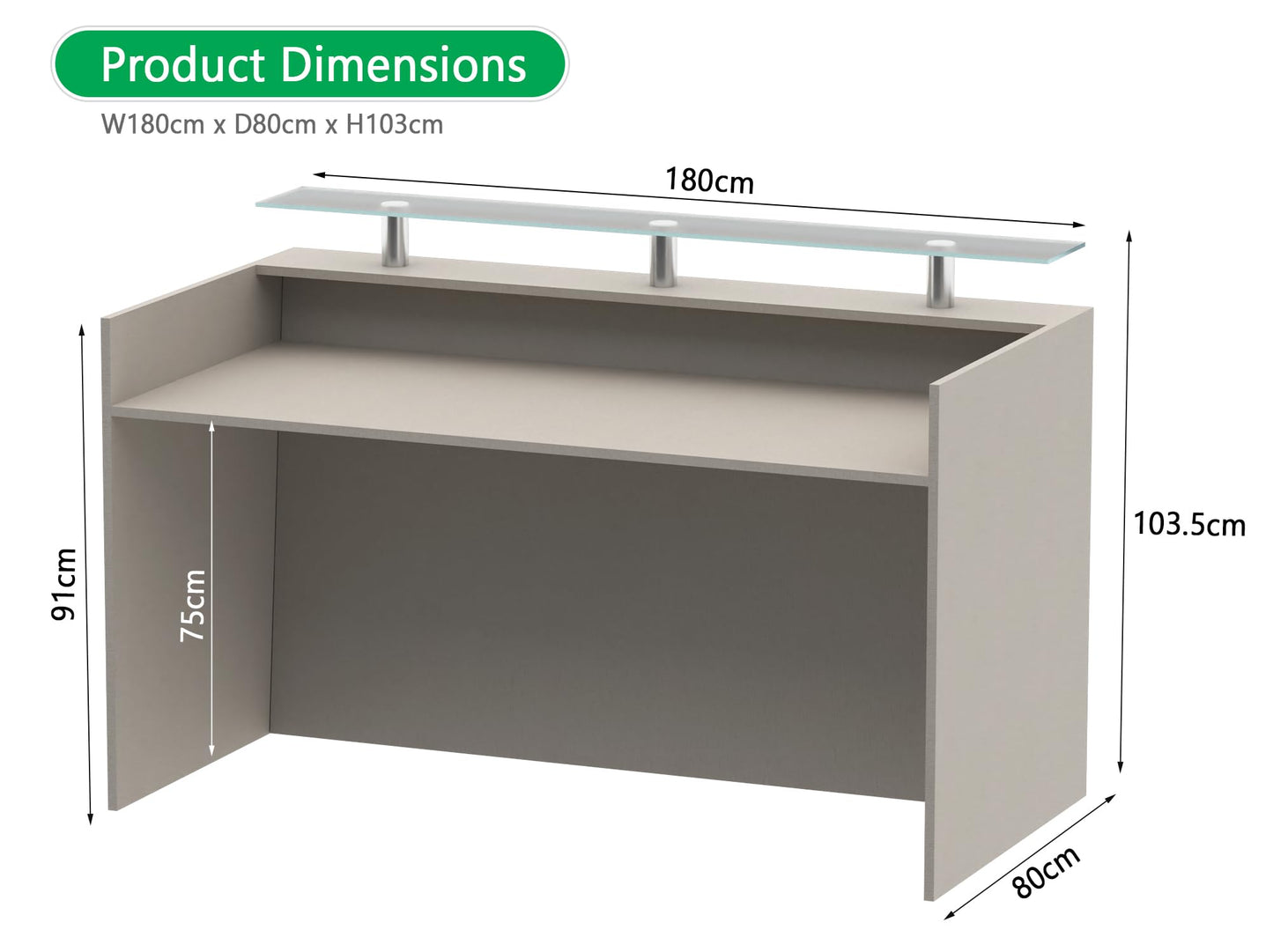 Mahmayi REC-2 Designer Reception Desk For Office Space, Front Office Desk (White-Coco Bolo)