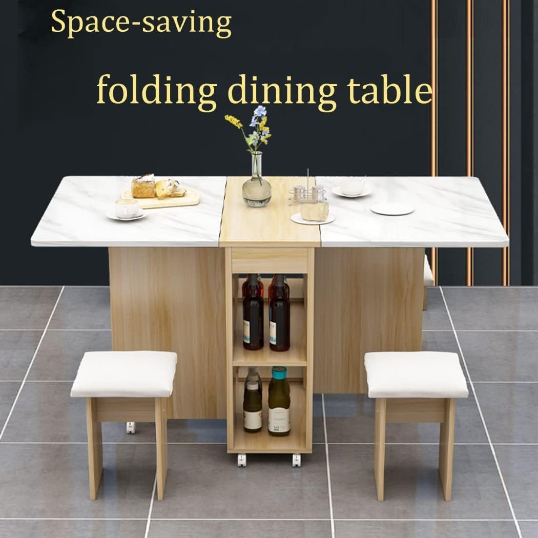 Folding Dining Table,dining table, Removable Folding Dining Table, dining table set for 4 Space Saving Dining Table for Tight Spaces With 4 chairs half white