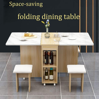 Folding Dining Table,dining table, Removable Folding Dining Table, dining table set for 4 Space Saving Dining Table for Tight Spaces With 4 chairs half white