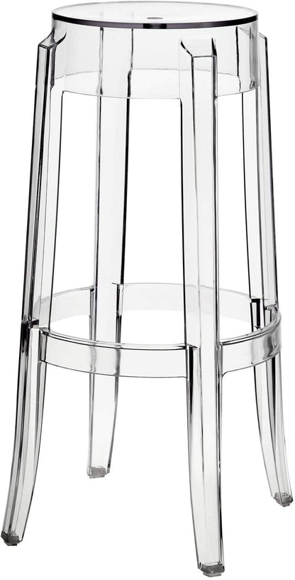 LANNY Casper Modern Acrylic Stacking Kitchen and Dining Room Chair in Clear - Fully Assembled (No Arm Chair)