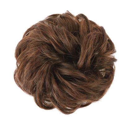 MORICA 1PCS Messy Hair Bun Hair Scrunchies Extension Curly Wavy Messy Synthetic Chignon for Women (12AH613(Light Golden Brown & Lightest Blonde))